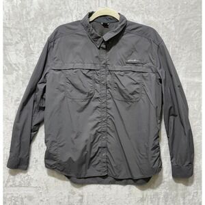 Eddie Bauer Womens XL Gray Long Sleeve Button Down Shirt Outdoor Hiking